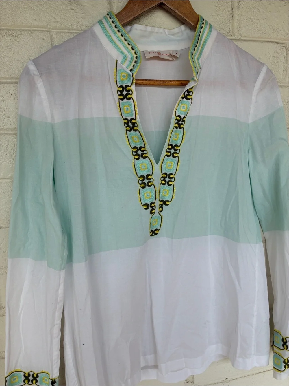 Tory Burch Sylvia Isla Collins Stripe Embroidered Tunic 4